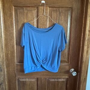 Stylish Blue Twist Front Crop Top